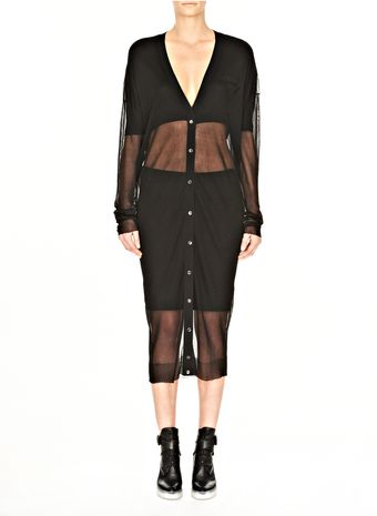 Alexander Wang Sheer Double Layer Long Cardigan - Lyst