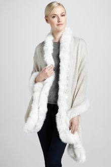 Gucci Foxtrimmed GG Stole Ivorybeige - Lyst