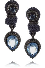 Lanvin Crystal and Cord Clip Earrings