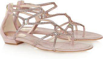 Rene Caovilla Swarovski Crystalembellished Suede Sandals - Lyst