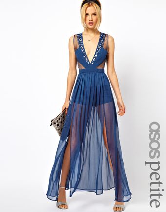 Asos Panelled Maxi Dress with Embellished Organza - Lyst