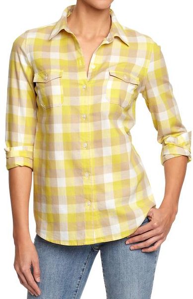 Old Navy Plaid Flannel Shirts in Yellow (yellow combo) | Lyst