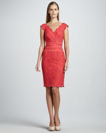 Tadashi Shoji Scallopedneck Lace Cocktail Dress - Lyst