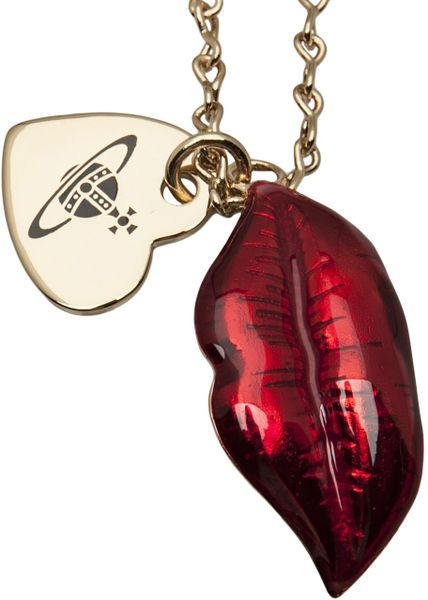 Vivienne Westwood Valentine Kiss Pendant Necklace in Red  