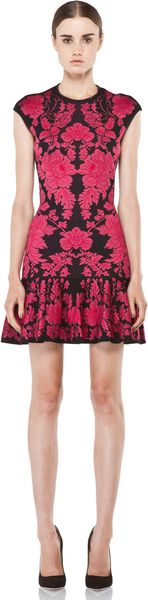 Alexander McQueen Mini Dress in Black Fuchsia - Lyst