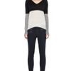 Enza Costa Cashmere Colorblock V Neck Sweater in Black Grey Bleach in Black - Lyst