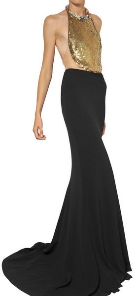 Alexander McQueen Jewelled Leaf Viscose Crepe Long Dress - Lyst