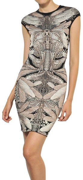 Alexander McQueen Dragonfly Jacquard Wool Silk Dress - Lyst