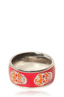 Alexander McQueen Enamel and Brass Skull Ring - Lyst