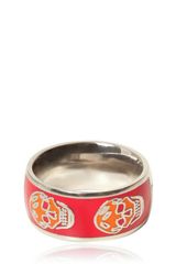 Alexander McQueen Enamel and Brass Skull Ring