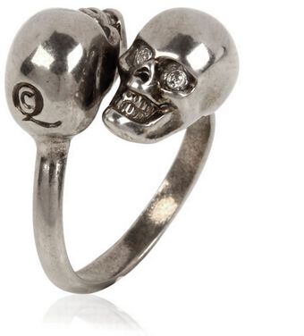 Alexander McQueen Twin Skull Brass Ring - Lyst