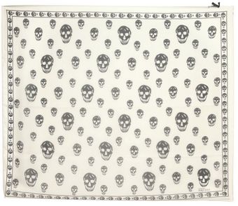 Alexander McQueen Skull Print Silk Chiffon Scarf - Lyst