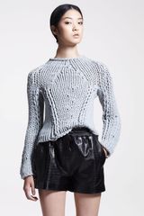  Croc-Print Leather Shorts