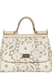 Dolce & Gabbana Medium Miss Sicily Macrame On Linen Bag - Lyst