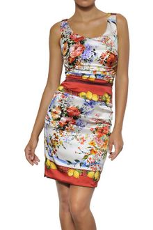 Dolce & Gabbana Printed Silk Satin Dress - Lyst