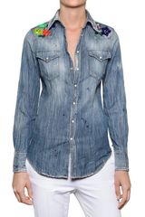 DSquared2 Embroidered Cotton Denim Shirt