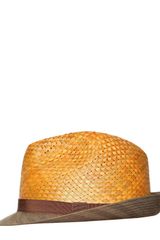 Etro Grosgrain Band Straw Cotton Hat