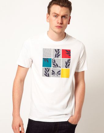 Fred Perry Tshirt with Puzzle Logo Print - Lyst