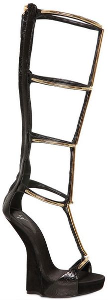 Giuseppe Zanotti 150mm Leather Gladiator Wedge Boots - Lyst
