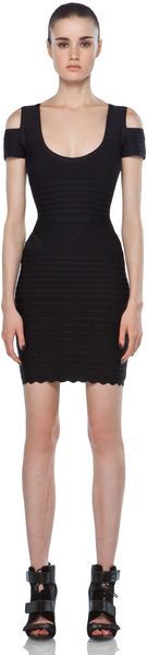 Hervé Léger Cut Out Bodycon Dress in Black - Lyst