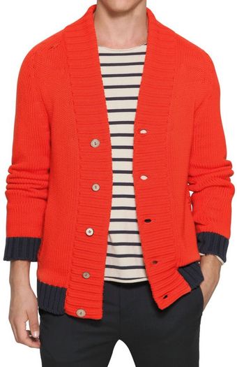 Iceberg Contrasting Edge Cotton Knit Cardigan - Lyst