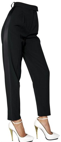 Lanvin Silk Duchesse On Gabardine Trousers - Lyst