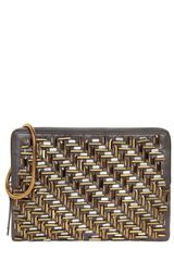 Lanvin Embroidered Satin Zipped Clutch