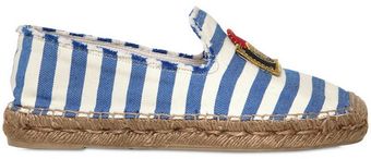 Marc Jacobs 20mm Striped Cotton and Rope Flats - Lyst