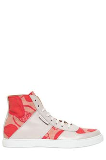 Marc Jacobs Leather Printed Canvas Sneakers - Lyst