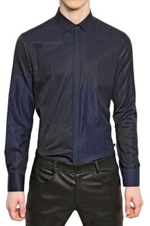 Neil Barrett Two Tone Shirting Cotton Slim Fit Shirt - Lyst