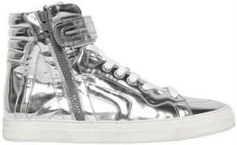 Pierre Hardy Metallic Leather High Top Sneakers - Lyst