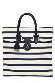 Ralph Lauren Rickie Striped Canvas and Leather Tote - Lyst