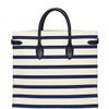 Ralph Lauren Rickie Striped Canvas and Leather Tote in White (white/navy) - Lyst