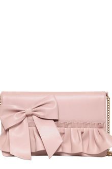 RED Valentino Bow and Ruffles Faux Leather Clutch - Lyst
