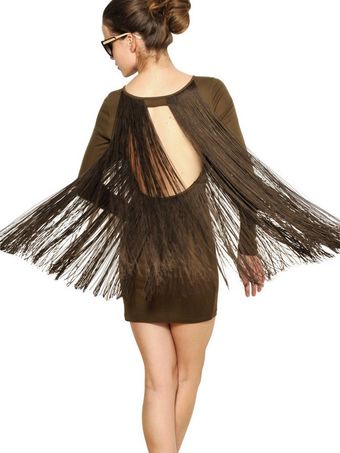 Stella McCartney Silk Fringed Cotton Jersey Dress - Lyst