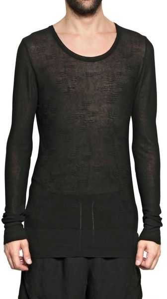 Tom Rebl Ripped Viscose Knit Round Neck Sweater - Lyst