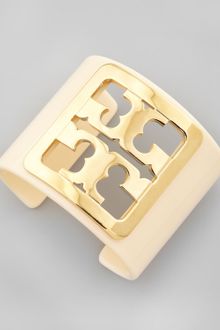 Tory Burch Enamel Framed Logo Cuff  - Lyst
