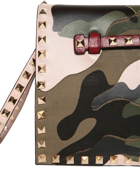 valentino rockstud camo clutch