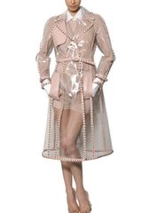 Valentino Studded Leather Trim Pvc Trench Coat