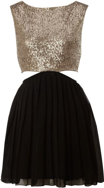 Ax Paris Chiffon Skirt Sequin Dress - Lyst