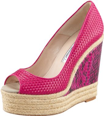 Brian Atwood Cailey Leather Espadrille Snakewedge Pump - Lyst