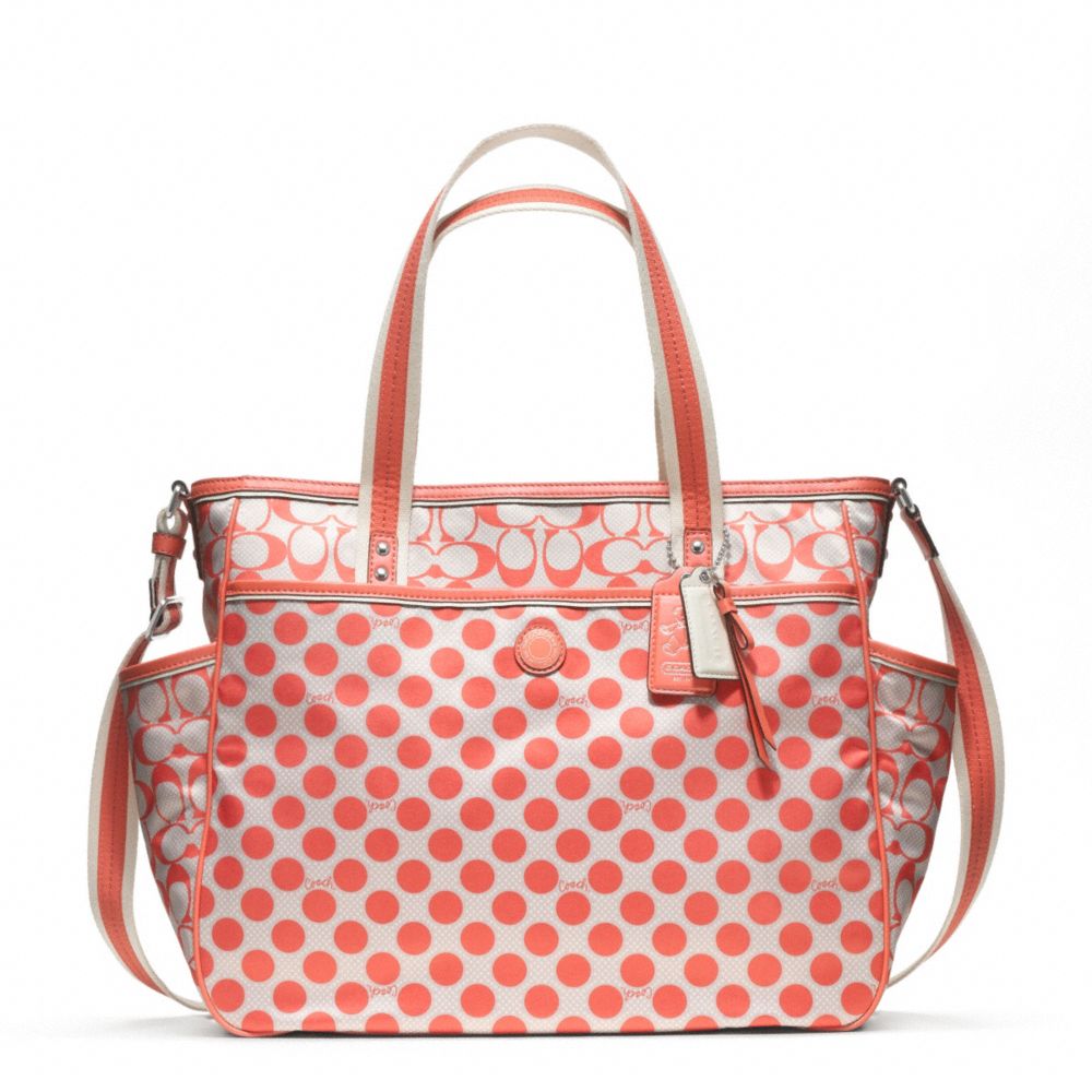 Coach Baby Bag Signature C Dot Tote in Red (sv/sun orange) Lyst