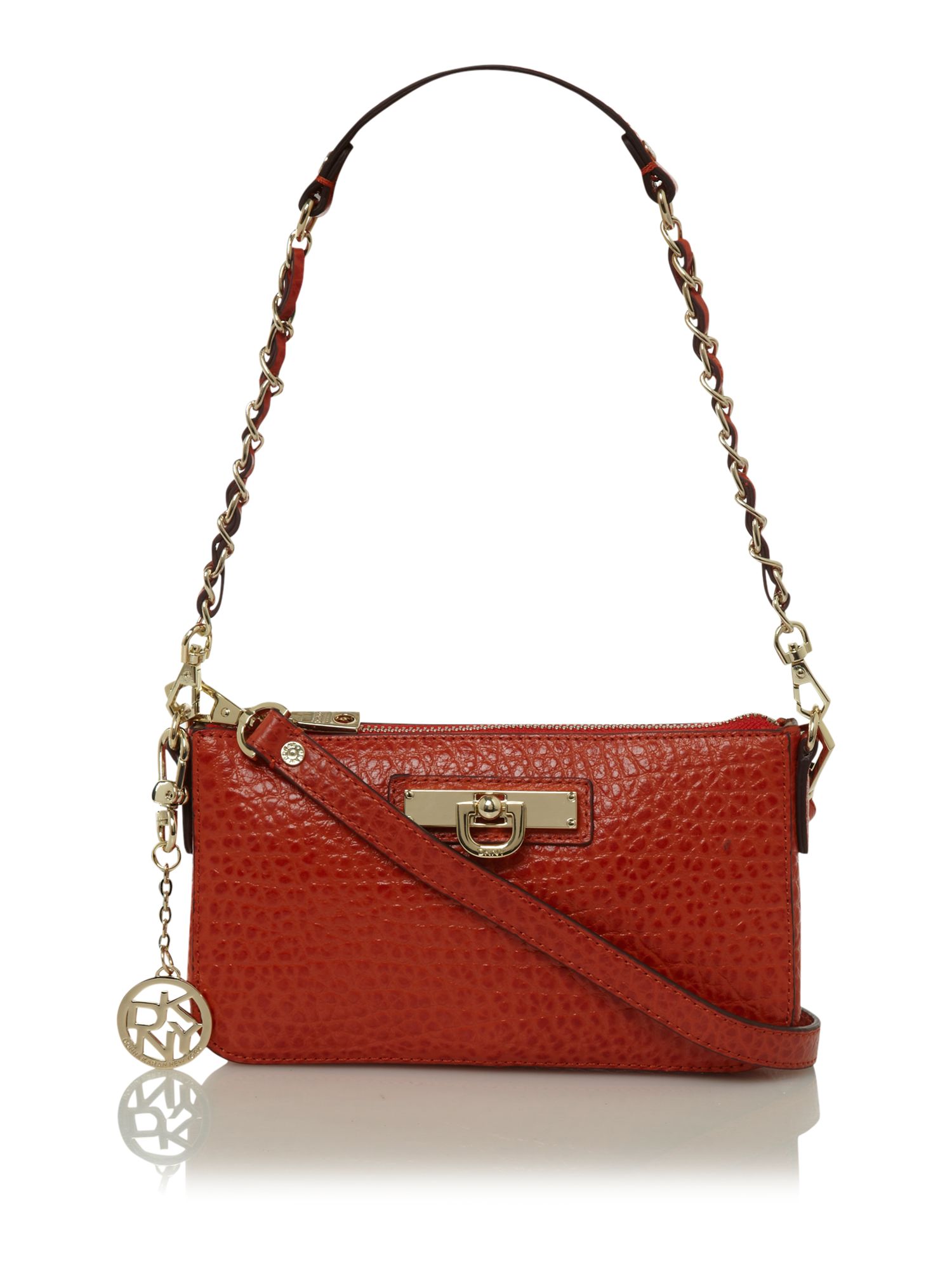 brown shoulder bag with chain