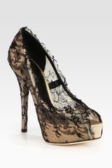 Dolce & Gabbana Lacecovered Satin Platform Pumps