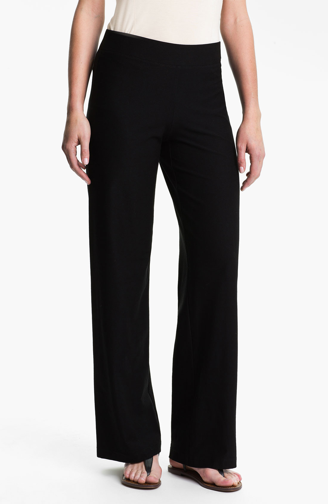 Eileen Fisher Wide Leg Knit Pants in Black Lyst