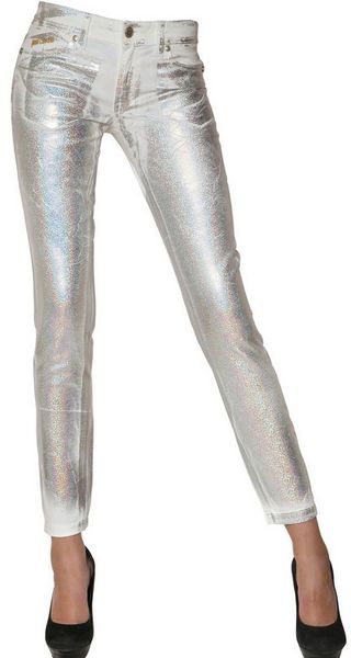 Just Cavalli Silver Print Stretch Cotton Denim Jeans - Lyst