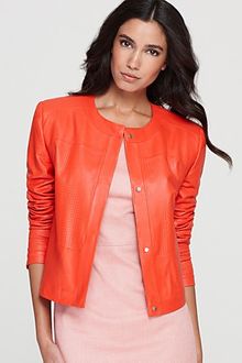 Rachel Roy Perforated Cropped Lamb Leather Jacket - Lyst