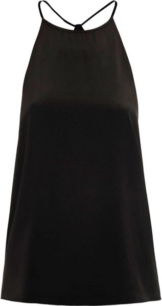 Tibi Silk Halterneck Top in Black | Lyst