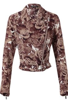 Christopher Kane Rose Printed Crepe De Chine Biker Jacket - Lyst