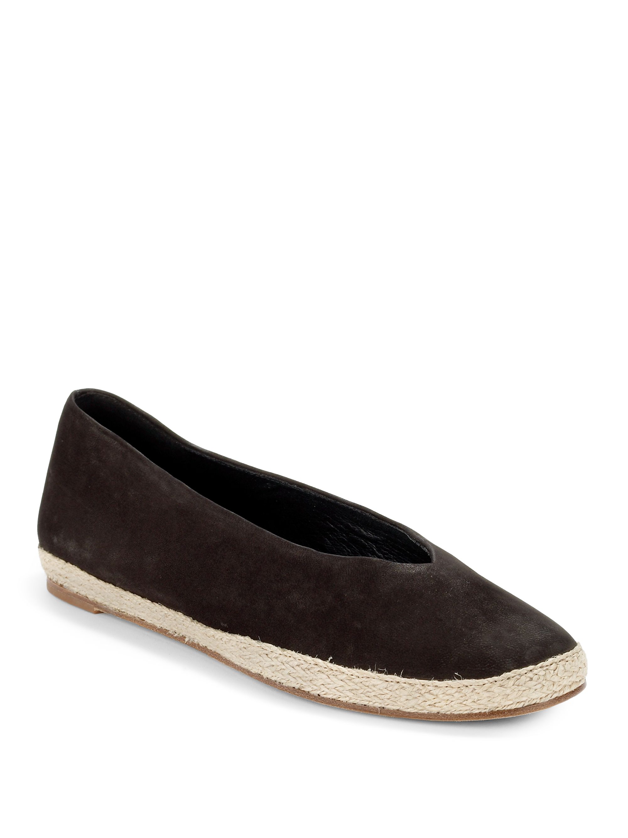 Eileen Fisher Tour Buffed Leather Espadrille Flats in
